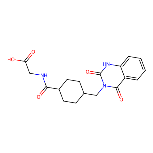 N-({4-[(2-hydroxy-4-oxoquinazolin-3(4H)-yl)methyl]cyclohexyl}carbonyl)glycine structure