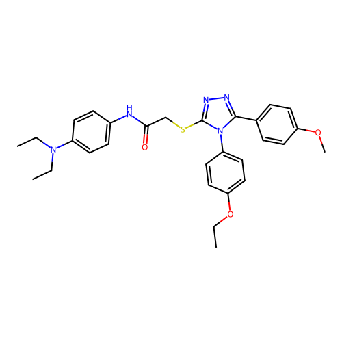 N-[4-(diethylamino)phenyl]-2-{[4-(4-ethoxyphenyl)-5-(4-methoxyphenyl)-4H-1,2,4-triazol-3-yl]sulfanyl}acetamide structure