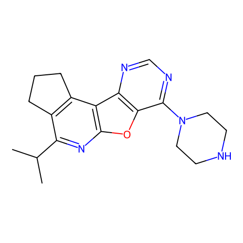 7-(piperazin-1-yl)-4-(propan-2-yl)-2,3-dihydro-1H-cyclopenta[4',5']pyrido[3',2':4,5]furo[3,2-d]pyrimidine structure