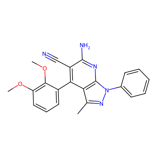 6-amino-4-(2,3-dimethoxyphenyl)-3-methyl-1-phenyl-1H-pyrazolo[3,4-b]pyridine-5-carbonitrile structure