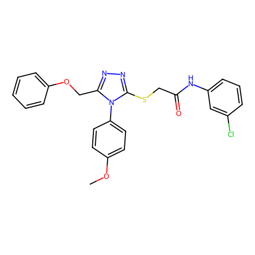 N-(3-chlorophenyl)-2-[[4-(4-methoxyphenyl)-5-(phenoxymethyl)-1,2,4-triazol-3-yl]sulfanyl]acetamide structure