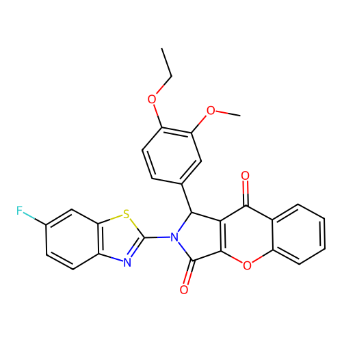 1-(4-ethoxy-3-methoxyphenyl)-2-(6-fluoro-1,3-benzothiazol-2-yl)-1,2-dihydrochromeno[2,3-c]pyrrole-3,9-dione structure