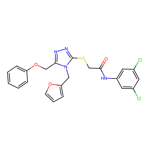 N-(3,5-dichlorophenyl)-2-{[4-(furan-2-ylmethyl)-5-(phenoxymethyl)-4H-1,2,4-triazol-3-yl]sulfanyl}acetamide structure