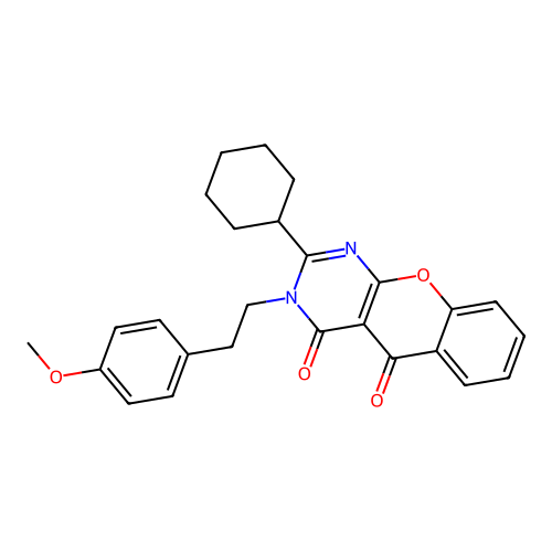 2-cyclohexyl-3-(4-methoxyphenethyl)-3H-chromeno[2,3-d]pyrimidine-4,5-dione structure
