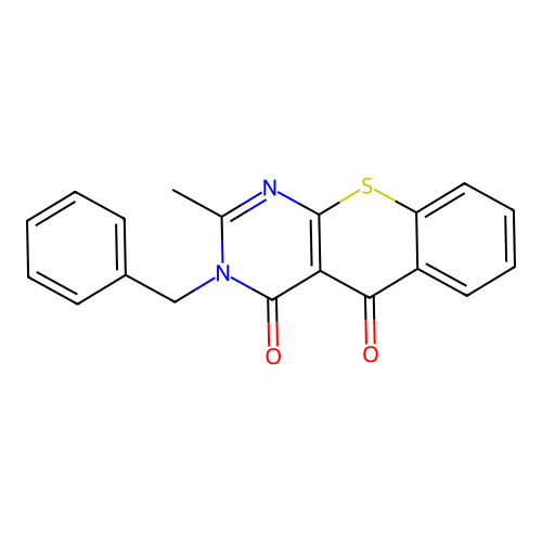 3-benzyl-2-methyl-4H-thiochromeno[2,3-d]pyrimidine-4,5(3H)-dione structure