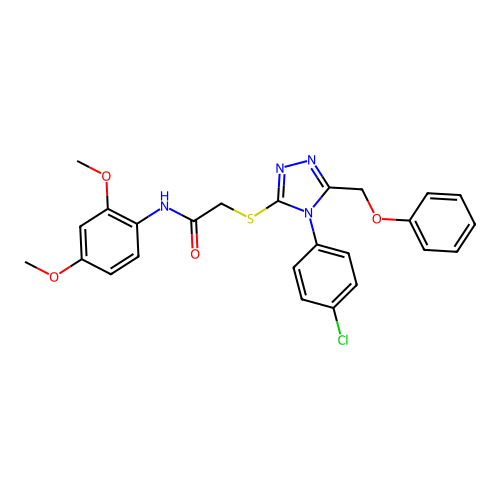 2-((4-(4-chlorophenyl)-5-(phenoxymethyl)-4H-1,2,4-triazol-3-yl)thio)-N-(2,4-dimethoxyphenyl)acetamide structure