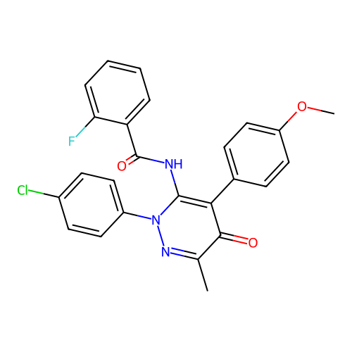 N-[2-(4-chlorophenyl)-4-(4-methoxyphenyl)-6-methyl-5-oxopyridazin-3-yl]-2-fluorobenzamide structure