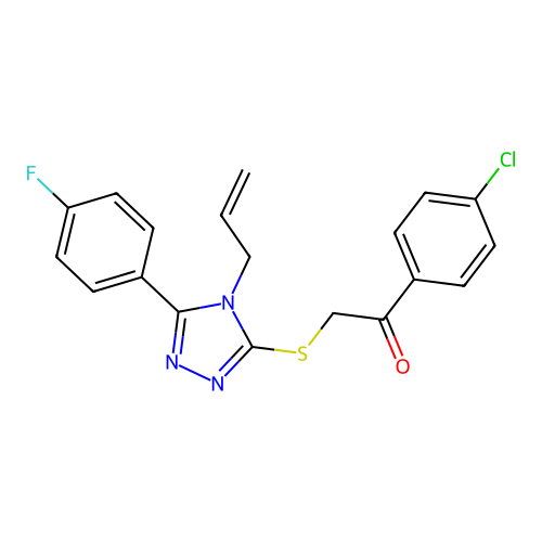 2-((4-allyl-5-(4-fluorophenyl)-4H-1,2,4-triazol-3-yl)thio)-1-(4-chlorophenyl)ethanone structure