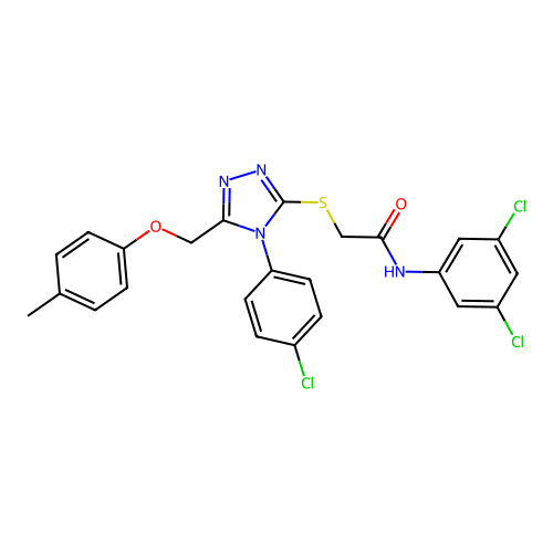 2-((4-(4-chlorophenyl)-5-((p-tolyloxy)methyl)-4H-1,2,4-triazol-3-yl)thio)-N-(3,5-dichlorophenyl)acetamide structure