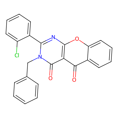 3-benzyl-2-(2-chlorophenyl)-4H-chromeno[2,3-d]pyrimidine-4,5(3H)-dione structure