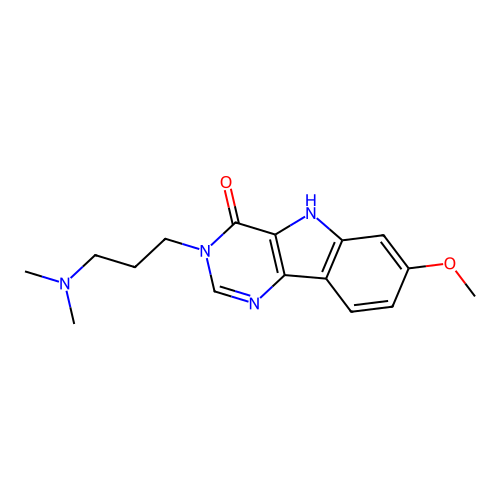 3-[3-(dimethylamino)propyl]-7-methoxy-3,5-dihydro-4H-pyrimido[5,4-b]indol-4-one structure