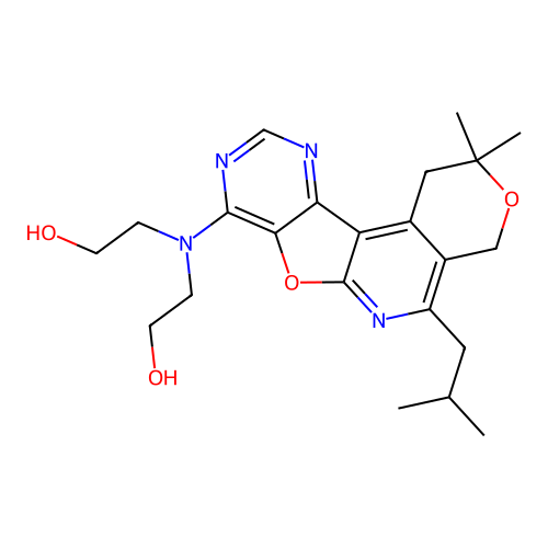 2,2'-((5-isobutyl-2,2-dimethyl-2,4-dihydro-1H-pyrano[4'',3'':4',5']pyrido[3',2':4,5]furo[3,2-d]pyrimidin-8-yl)azanediyl)diethanol structure