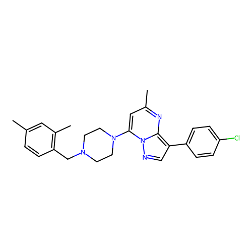 3-(4-chlorophenyl)-7-[4-(2,4-dimethylbenzyl)piperazin-1-yl]-5-methylpyrazolo[1,5-a]pyrimidine structure