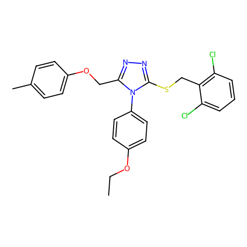 3-((2,6-dichlorobenzyl)thio)-4-(4-ethoxyphenyl)-5-((p-tolyloxy)methyl)-4H-1,2,4-triazole structure