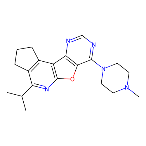 4-isopropyl-7-(4-methylpiperazin-1-yl)-2,3-dihydro-1H-cyclopenta[4',5']pyrido[3',2':4,5]furo[3,2-d]pyrimidine structure