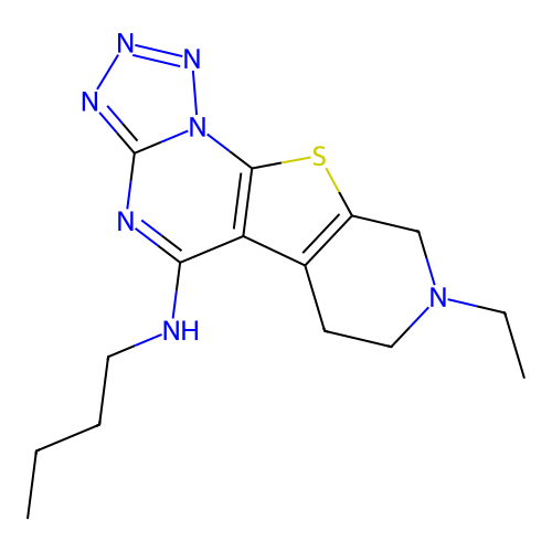 N-butyl-8-ethyl-6,7,8,9-tetrahydropyrido[4',3':4,5]thieno[3,2-e]tetrazolo[1,5-a]pyrimidin-5-amine structure