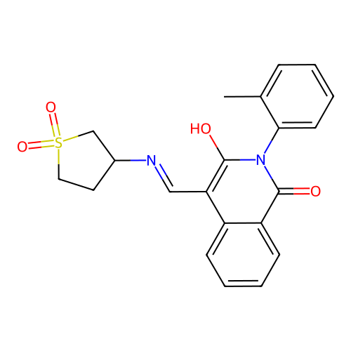 4-[[(1,1-dioxothiolan-3-yl)amino]methylidene]-2-(2-methylphenyl)isoquinoline-1,3-dione structure