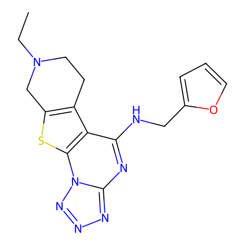 8-ethyl-N-(furan-2-ylmethyl)-6,7,8,9-tetrahydropyrido[4',3':4,5]thieno[3,2-e]tetrazolo[1,5-a]pyrimidin-5-amine structure