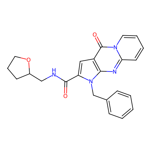 1-benzyl-4-oxo-N-((tetrahydrofuran-2-yl)methyl)-1,4-dihydropyrido[1,2-a]pyrrolo[2,3-d]pyrimidine-2-carboxamide structure