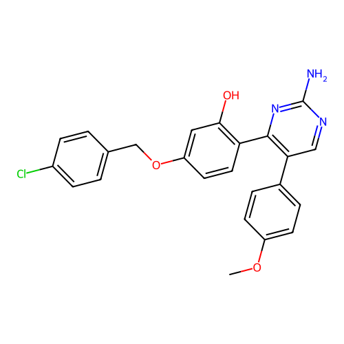 2-[2-Amino-5-(4-methoxyphenyl)pyrimidin-4-yl]-5-[(4-chlorobenzyl)oxy]phenol structure