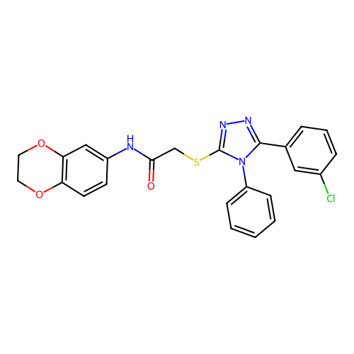 2-{[5-(3-chlorophenyl)-4-phenyl-4H-1,2,4-triazol-3-yl]sulfanyl}-N-(2,3-dihydro-1,4-benzodioxin-6-yl)acetamide structure