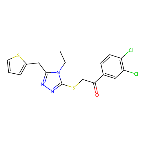 1-(3,4-dichlorophenyl)-2-((4-ethyl-5-(thiophen-2-ylmethyl)-4H-1,2,4-triazol-3-yl)thio)ethanone structure