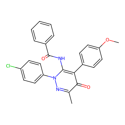 N-[2-(4-chlorophenyl)-4-(4-methoxyphenyl)-6-methyl-5-oxo-pyridazin-3-yl]benzamide structure