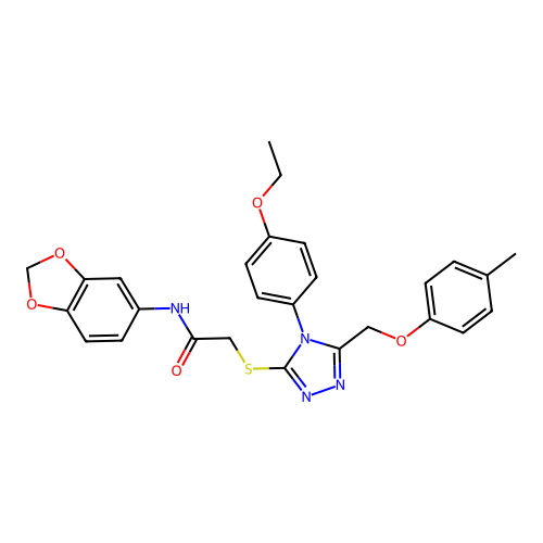 N-(1,3-benzodioxol-5-yl)-2-({4-(4-ethoxyphenyl)-5-[(4-methylphenoxy)methyl]-4H-1,2,4-triazol-3-yl}sulfanyl)acetamide structure