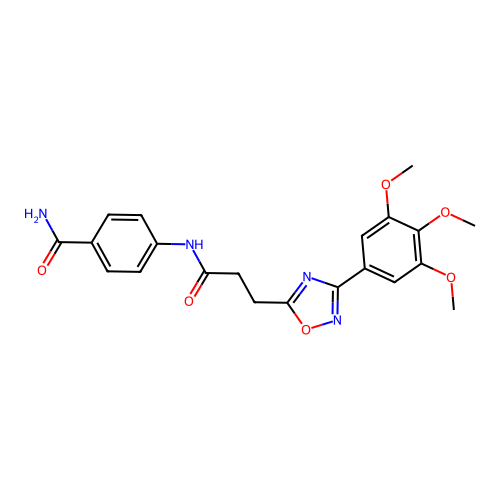 4-[3-[3-(3,4,5-Trimethoxyphenyl)-1,2,4-oxadiazol-5-yl]propanoylamino]benzamide structure