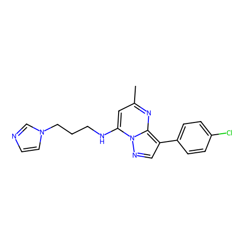 3-(4-chlorophenyl)-N-[3-(1H-imidazol-1-yl)propyl]-5-methylpyrazolo[1,5-a]pyrimidin-7-amine structure