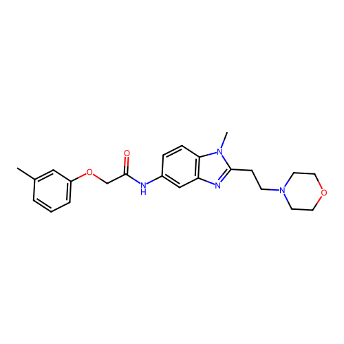 N-[1-methyl-2-(2-morpholin-4-ylethyl)benzimidazol-5-yl]-2-(3-methylphenoxy)acetamide structure