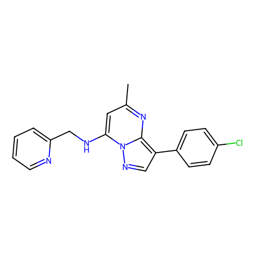 3-(4-chlorophenyl)-5-methyl-N-(pyridin-2-ylmethyl)pyrazolo[1,5-a]pyrimidin-7-amine structure