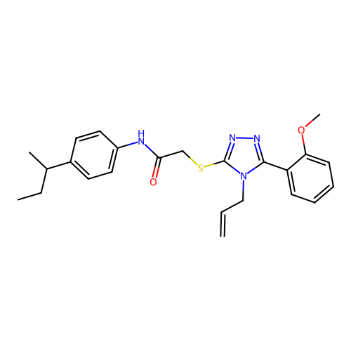 N-(4-butan-2-ylphenyl)-2-[[5-(2-methoxyphenyl)-4-prop-2-enyl-1,2,4-triazol-3-yl]sulfanyl]acetamide structure