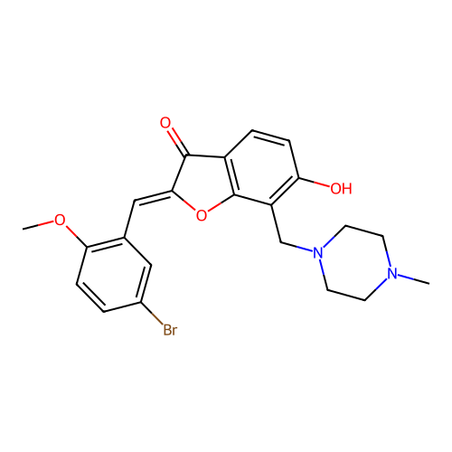 (Z)-2-(5-bromo-2-methoxybenzylidene)-6-hydroxy-7-((4-methylpiperazin-1-yl)methyl)benzofuran-3(2H)-one structure