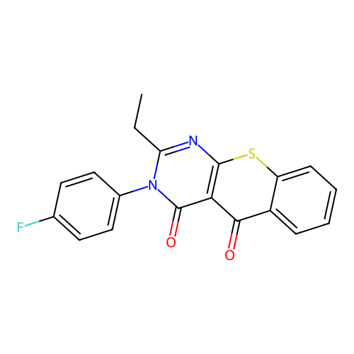 2-ethyl-3-(4-fluorophenyl)-4H-thiochromeno[2,3-d]pyrimidine-4,5(3H)-dione structure