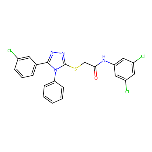 2-[[5-(3-chlorophenyl)-4-phenyl-1,2,4-triazol-3-yl]sulfanyl]-N-(3,5-dichlorophenyl)acetamide structure