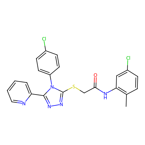 N-(5-chloro-2-methylphenyl)-2-{[4-(4-chlorophenyl)-5-(pyridin-2-yl)-4H-1,2,4-triazol-3-yl]sulfanyl}acetamide structure