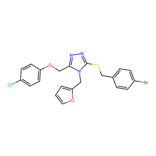 1-({5-[(4-bromophenyl)methylthio]-4-(2-furylmethyl)(1,2,4-triazol-3-yl)}methox y)-4-chlorobenzene structure