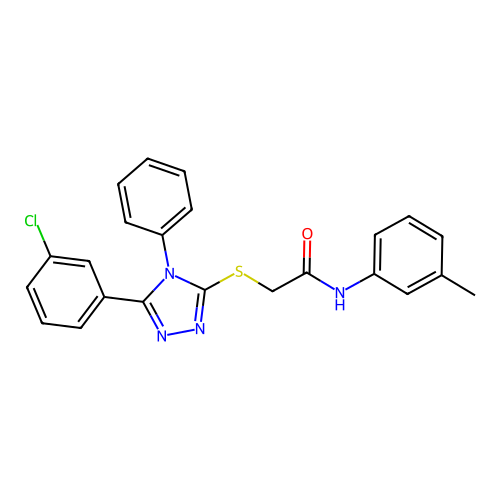 2-[[5-(3-chlorophenyl)-4-phenyl-1,2,4-triazol-3-yl]sulfanyl]-N-(3-methylphenyl)acetamide structure