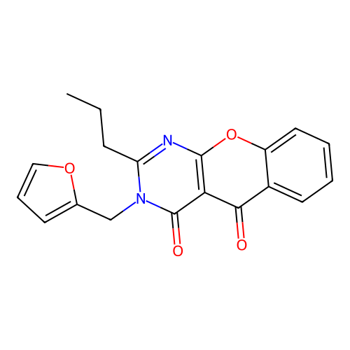 3-(furan-2-ylmethyl)-2-propyl-4H-chromeno[2,3-d]pyrimidine-4,5(3H)-dione structure