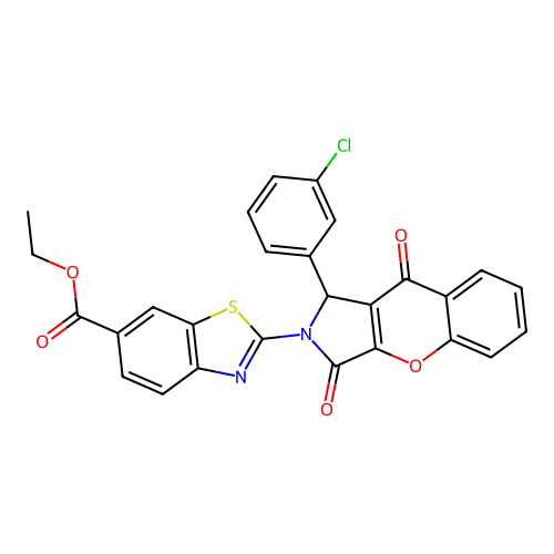 ethyl 2-(1-(3-chlorophenyl)-3,9-dioxochromeno[2,3-c]pyrrol-2(1H,3H,9H)-yl)benzo[d]thiazole-6-carboxylate structure