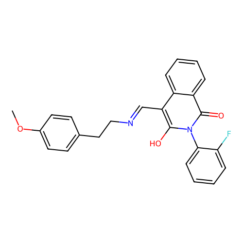 2-(2-fluorophenyl)-4-[[2-(4-methoxyphenyl)ethylamino]methylidene]isoquinoline-1,3-dione structure
