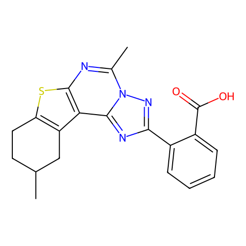 2-(5,10-dimethyl-8,9,10,11-tetrahydro[1]benzothieno[3,2-e][1,2,4]triazolo[1,5-c]pyrimidin-2-yl)benzoic acid structure