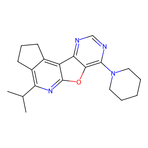 7-(piperidin-1-yl)-4-(propan-2-yl)-2,3-dihydro-1H-cyclopenta[4',5']pyrido[3',2':4,5]furo[3,2-d]pyrimidine structure