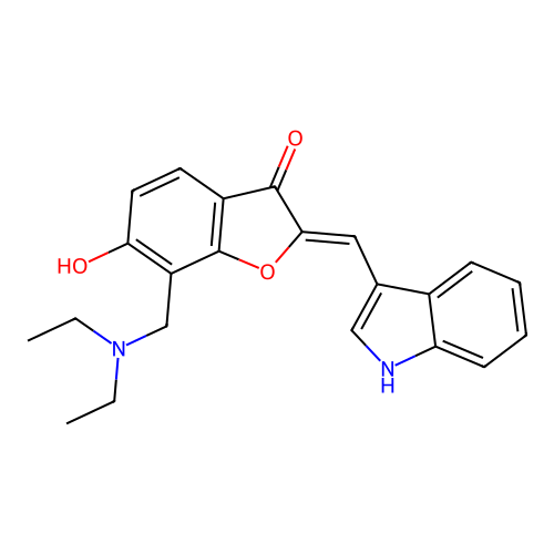 (Z)-2-((1H-indol-3-yl)methylene)-7-((diethylamino)methyl)-6-hydroxybenzofuran-3(2H)-one structure