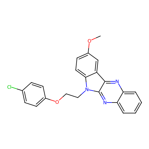6-(2-(4-chlorophenoxy)ethyl)-9-methoxy-6H-indolo[2,3-b]quinoxaline structure