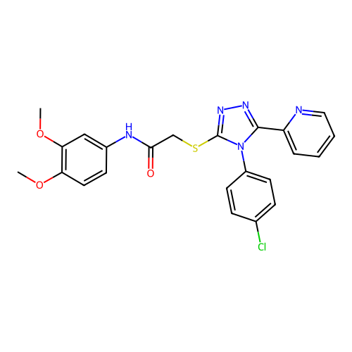 2-{[4-(4-chlorophenyl)-5-(pyridin-2-yl)-4H-1,2,4-triazol-3-yl]sulfanyl}-N-(3,4-dimethoxyphenyl)acetamide structure
