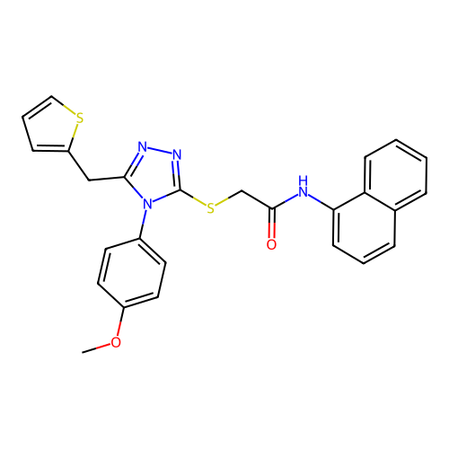 2-{[4-(4-methoxyphenyl)-5-(thiophen-2-ylmethyl)-4H-1,2,4-triazol-3-yl]sulfanyl}-N-(naphthalen-1-yl)acetamide structure