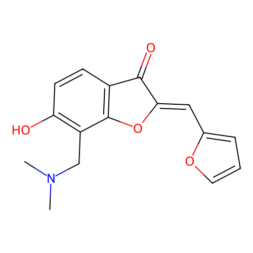 (Z)-7-((dimethylamino)methyl)-2-(furan-2-ylmethylene)-6-hydroxybenzofuran-3(2H)-one structure