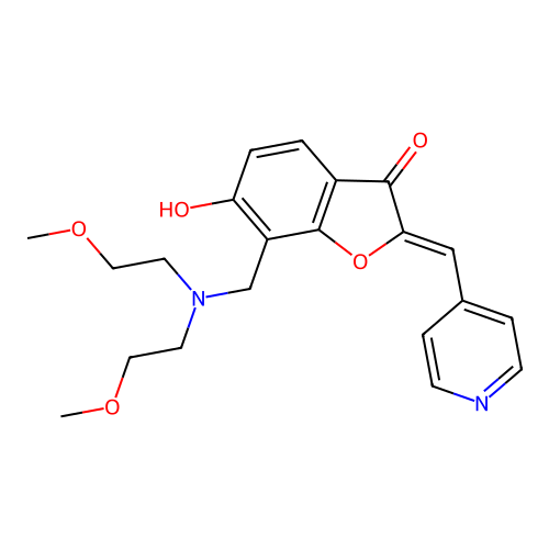 (Z)-7-((bis(2-methoxyethyl)amino)methyl)-6-hydroxy-2-(pyridin-4-ylmethylene)benzofuran-3(2H)-one structure
